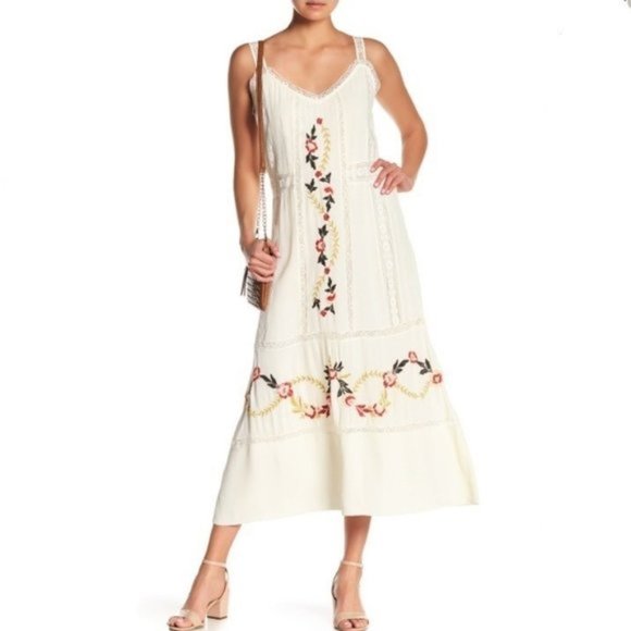 Nanette Lepore Dresses & Skirts - Nanette Lepore Cream Embroidered Maxi Dress Sz 2